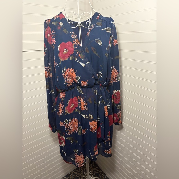 Lulu's Navy Floral Long Sleeve Dress - Picture 8 of 10